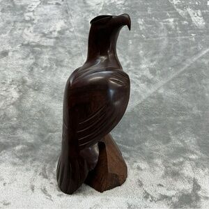 Vintage ironwood hand carved wooden eagle sculpture dark 11 inches heavy